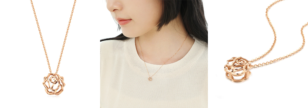 周生生 Minty Collection 18K Gold (Red) Rose Necklace