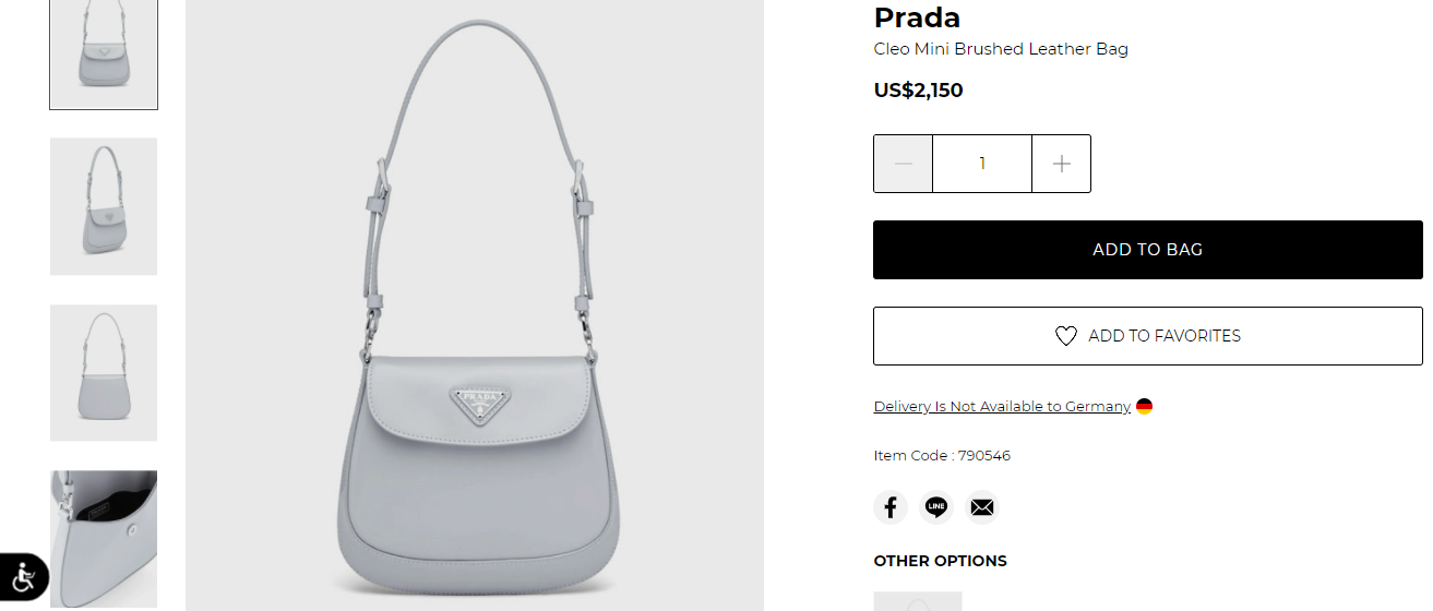 Prada Cleo Mini Brushed Leather Bag