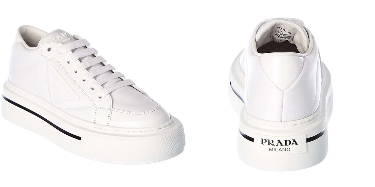 Prada Macro Nylon & Leather Platform Sneaker