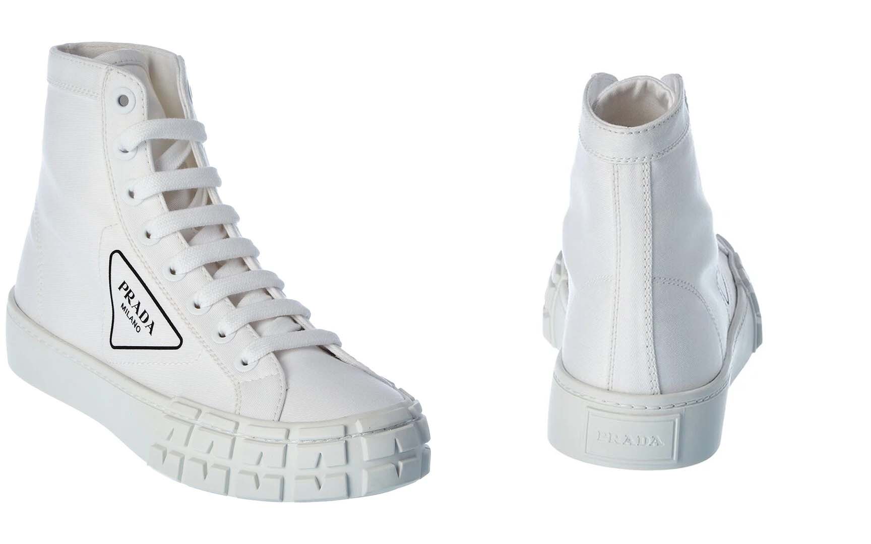 Prada Logo Gabardine Canvas High-Top Sneaker