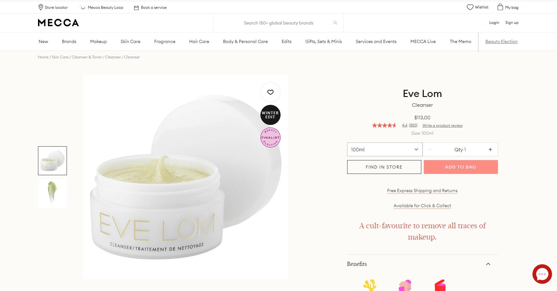 MECCA, EVE LOM Cleanser